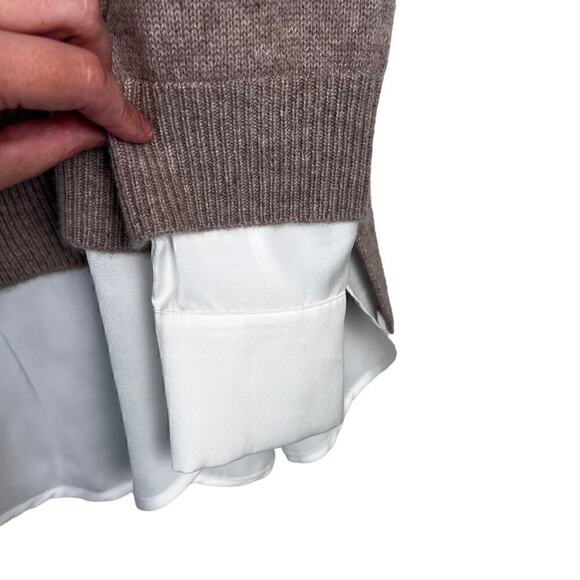 Magaschoni Cashmere sweater Size medium color pebble heather/ivory - Picture 4 of 12